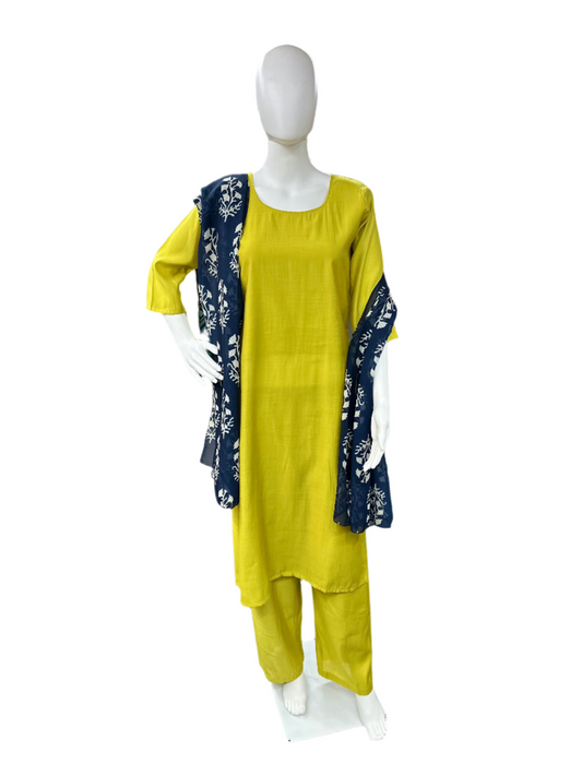 Cotton Blend 3 Piece set - Parrot Green