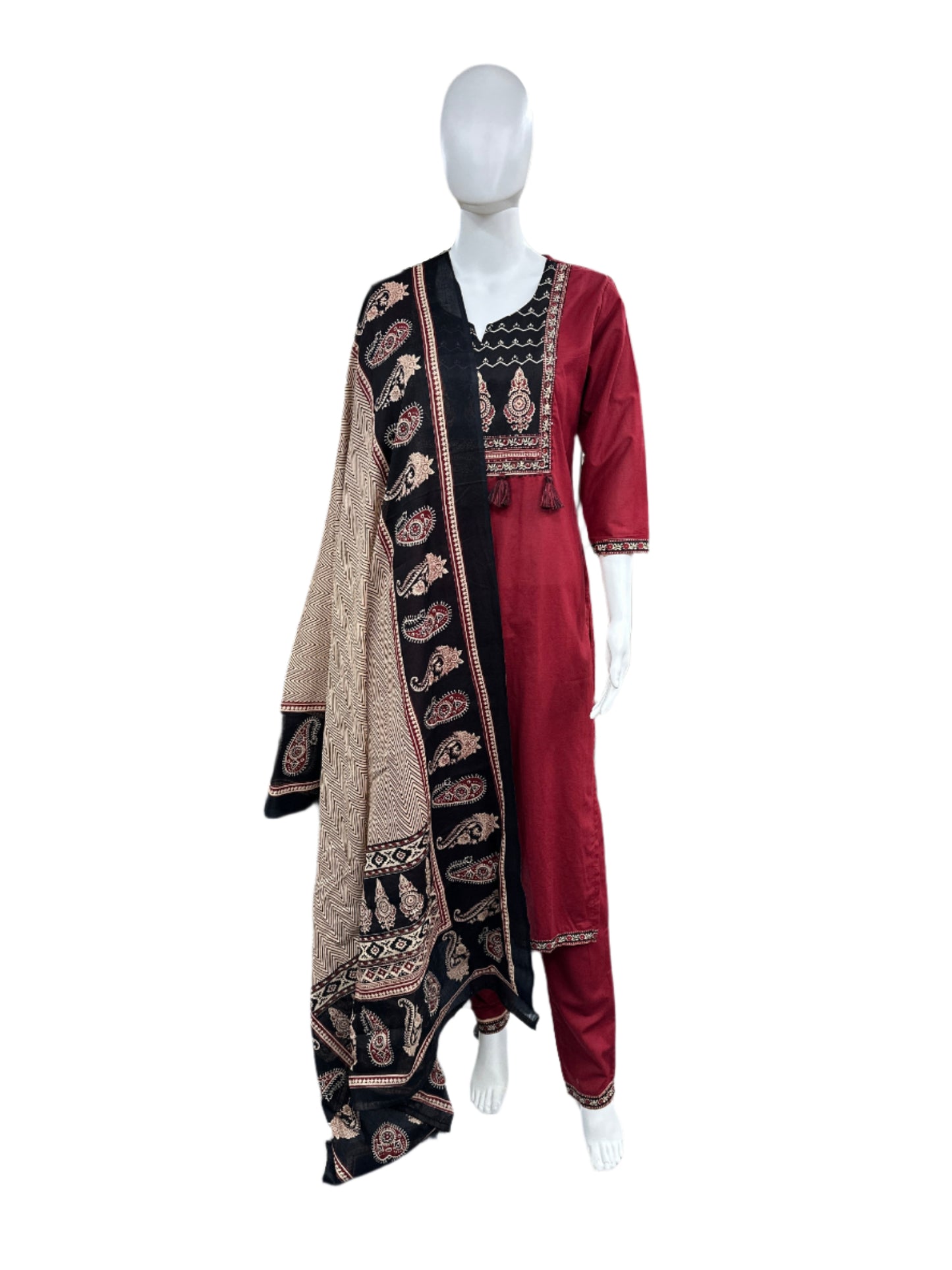 Cotton dress bagru print - MAroon