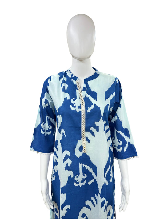 Cotton - Co-ord Set Ikat Print - Blue