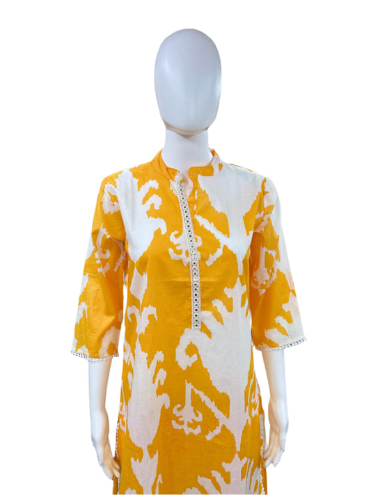 Cotton - Co-ord Set Ikat Print - Yellow