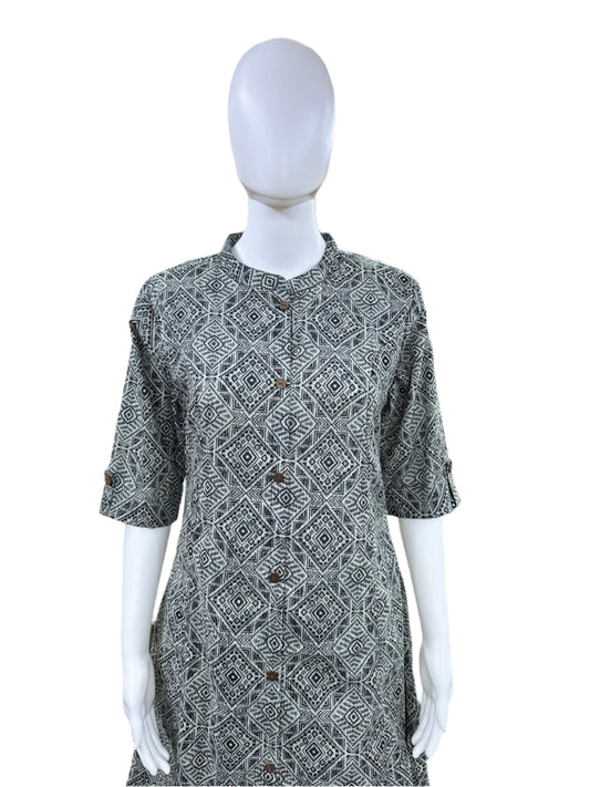 Cotton - 2 piece A-line w Palazzo - Abstract - Black