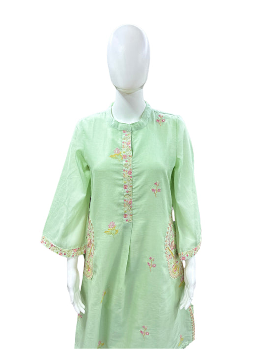 Mul Cotton 2 Piece Set with Bell Sleeves and Palazzo in Pista Color