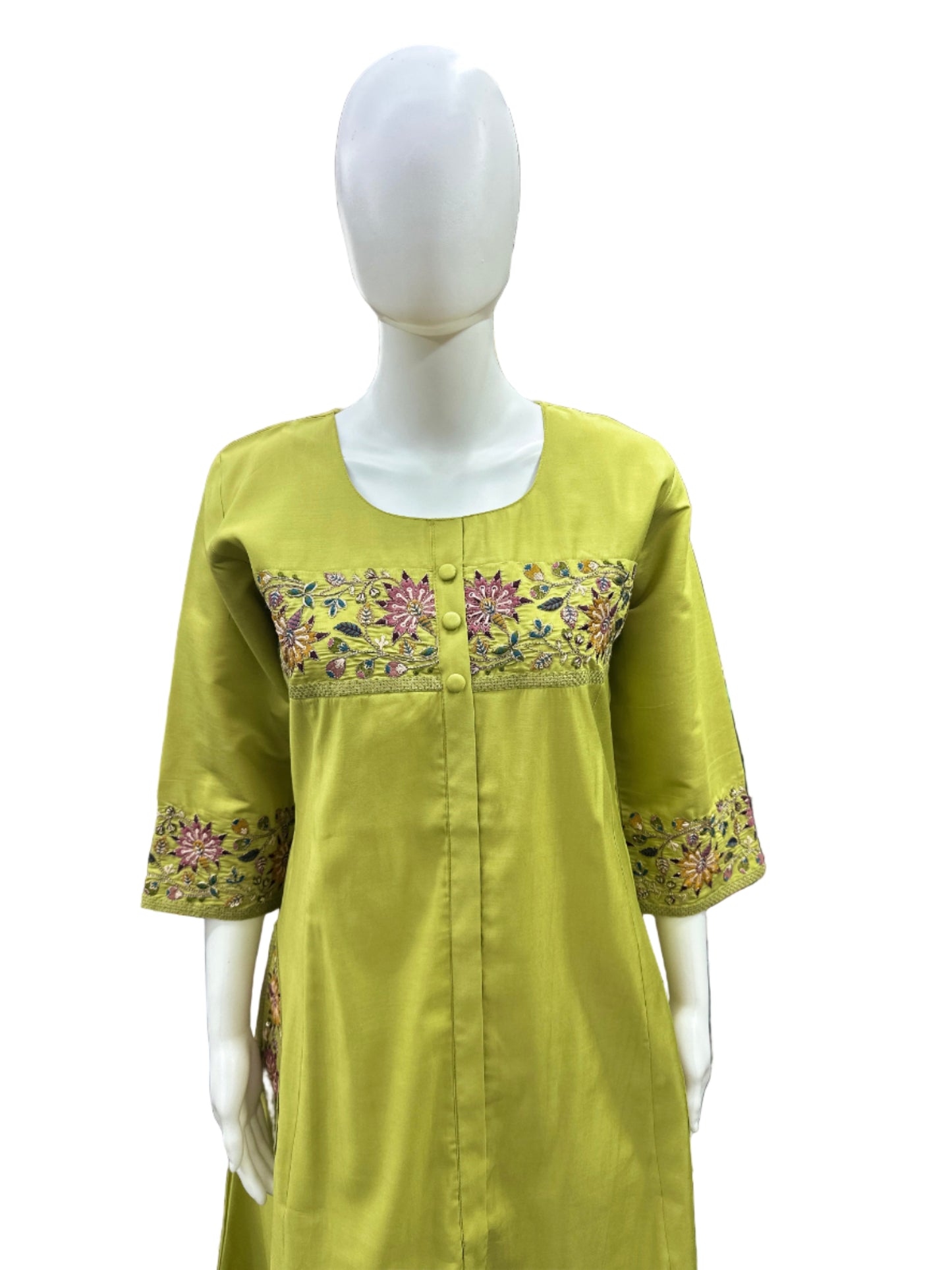 Exquisite Roman Silk 3-Piece Set in Fresh Pista Green