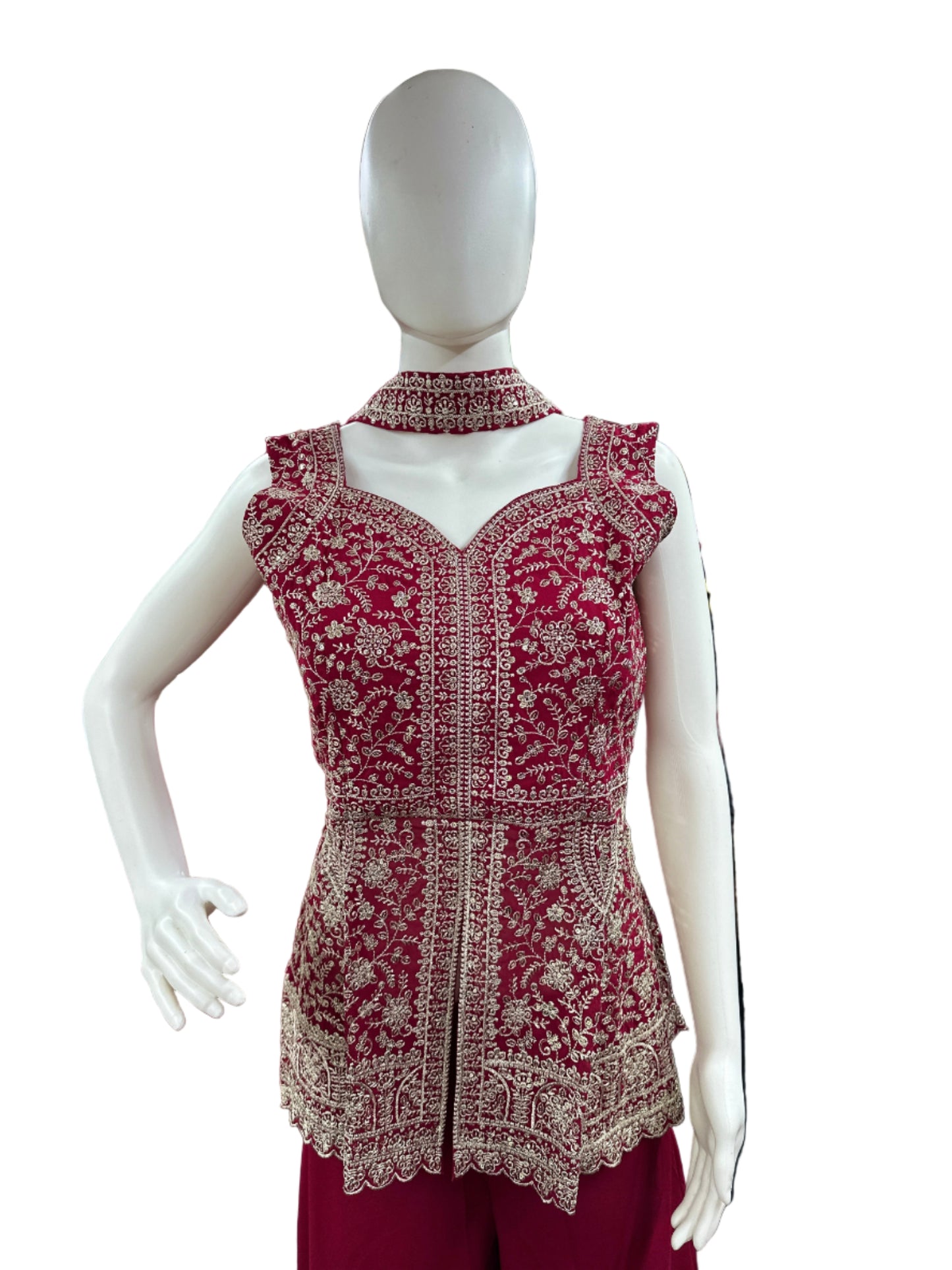 Luxurious Georgette 3-Piece Sleeveless Sharara Set