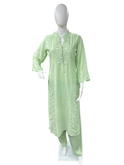 Pure Mal Chanderi 3 Piece Set - Pista