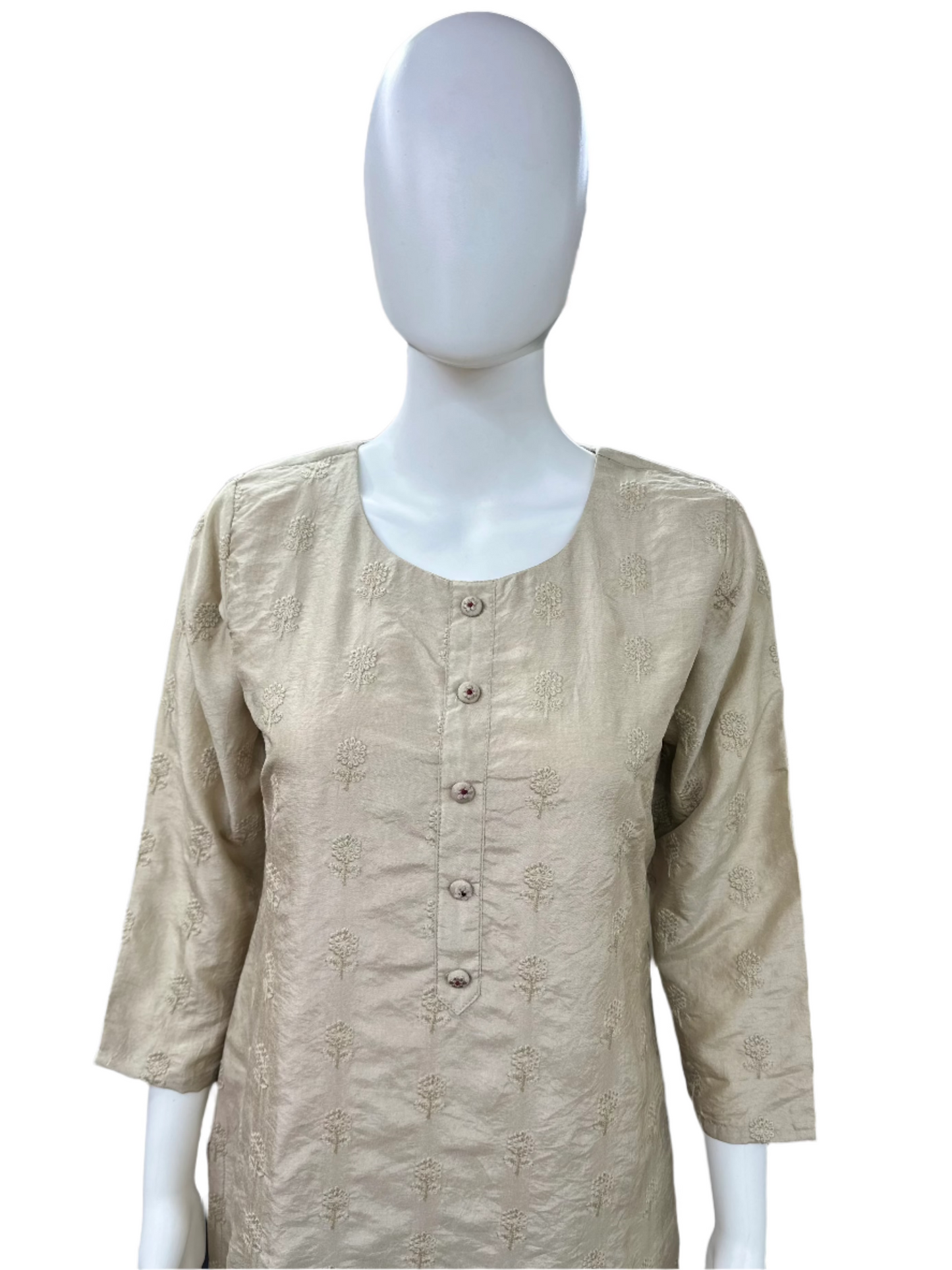 Pure Mal Chanderi 3 Piece Set - Beige