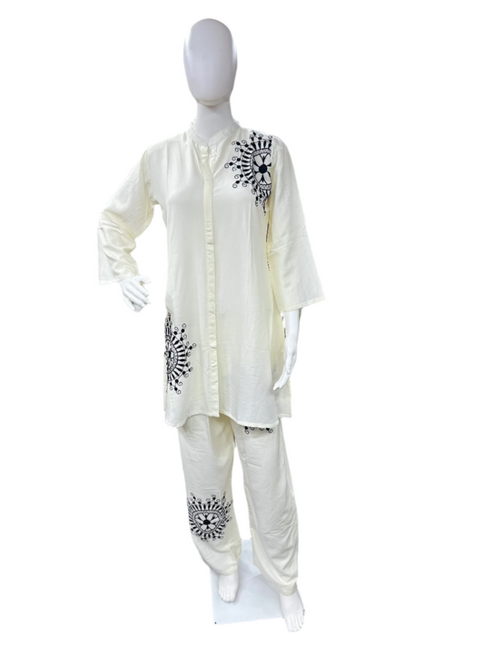 Slub Cotton Co-Ord set Off White