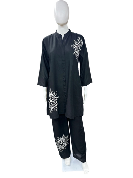 Slub Cotton Co-Ord set - Black