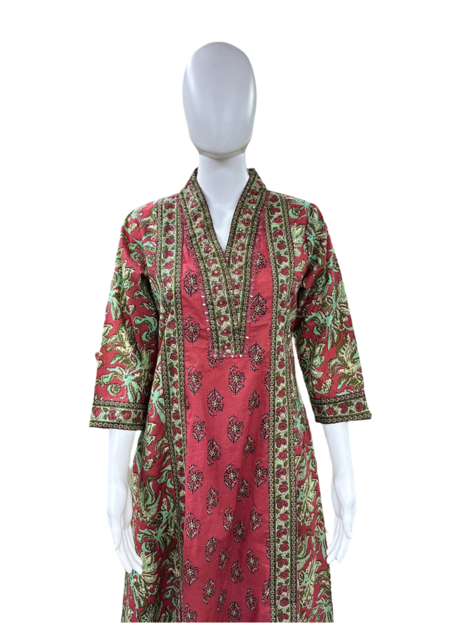 Pure Cotton 3 piece Floral Anarkali - Pink