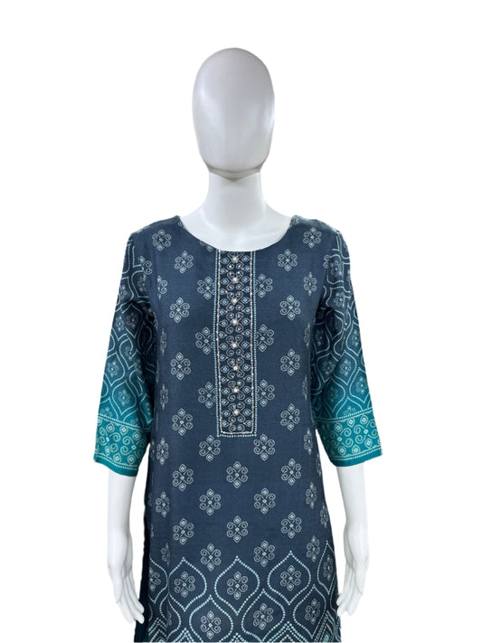 Muslin Dual Shade Bandhani print 3 Piece suit