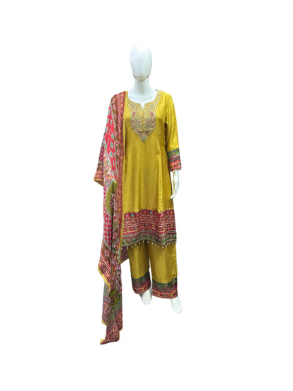 Exquisite Dola Silk 3-Piece Set in Rich Mustard