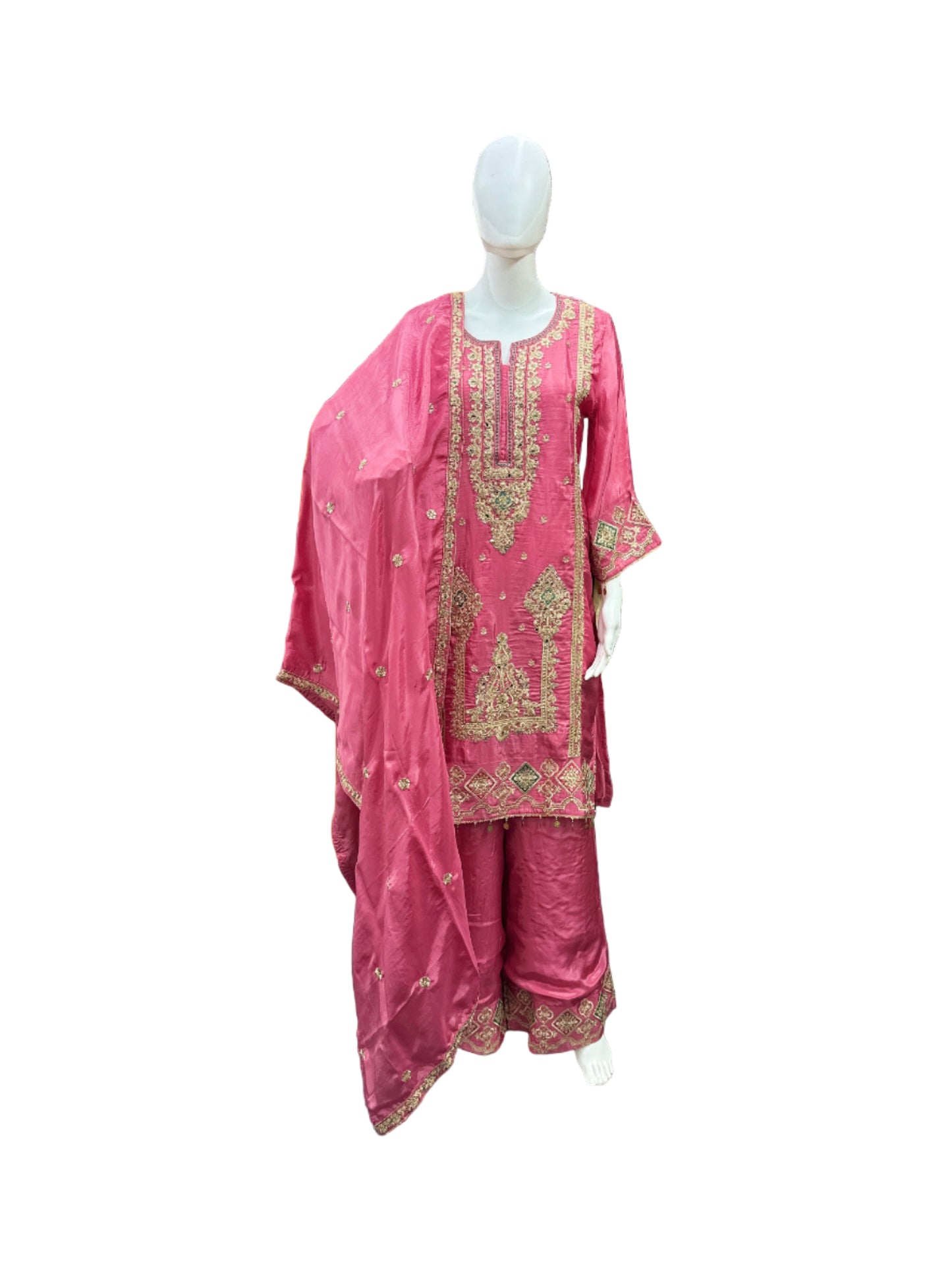 Stunning Crepe 3-Piece Sharara Suit in Beautiful Pink