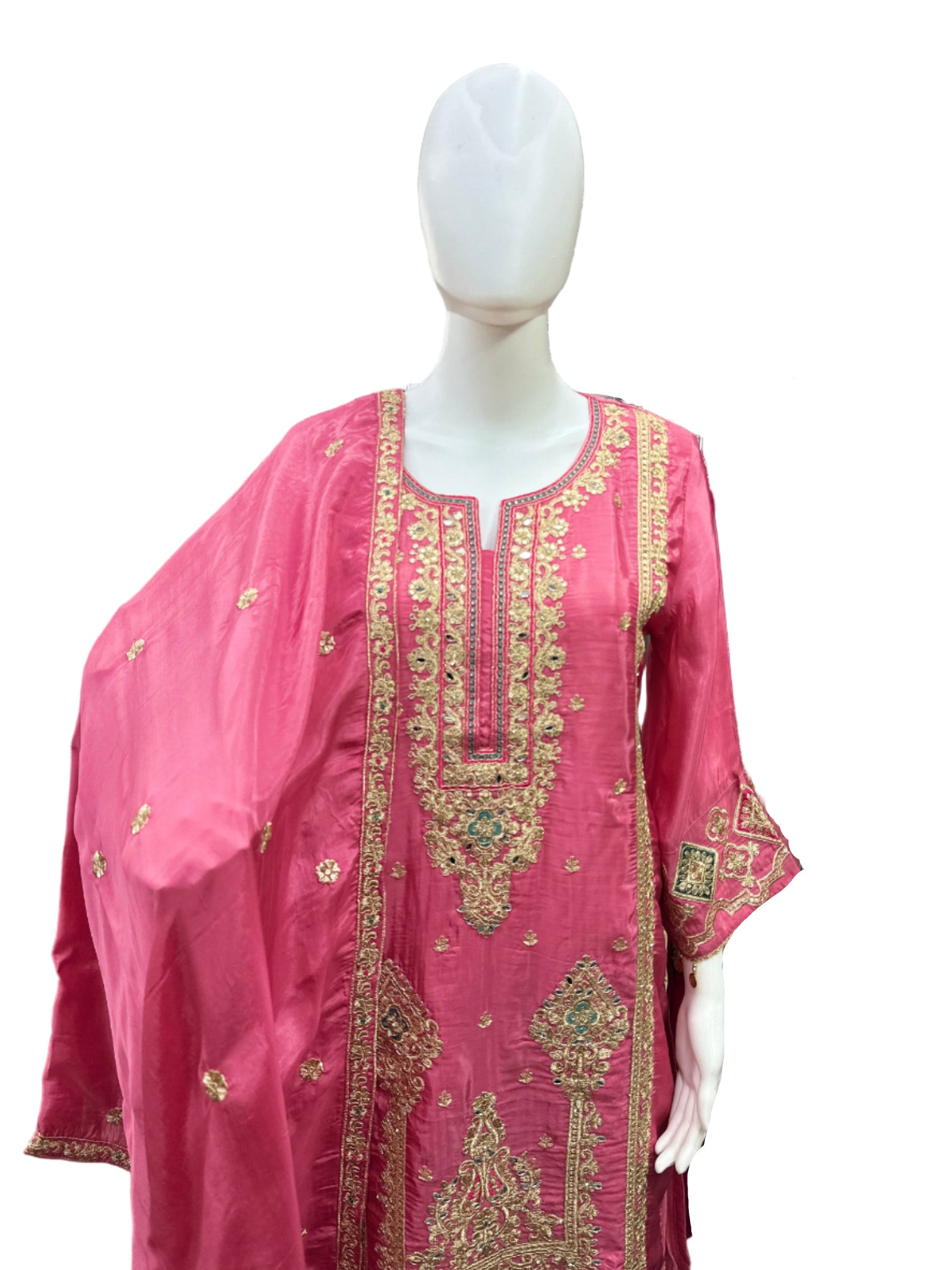 Stunning Crepe 3-Piece Sharara Suit in Beautiful Pink