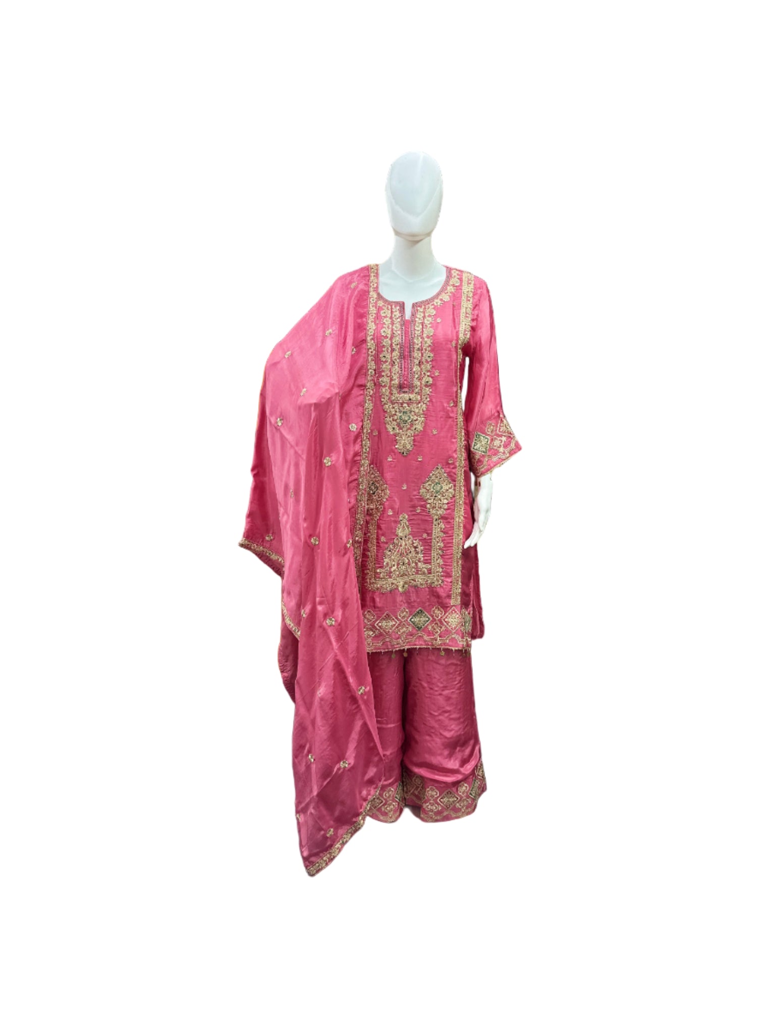 Stunning Crepe 3-Piece Sharara Suit in Beautiful Pink