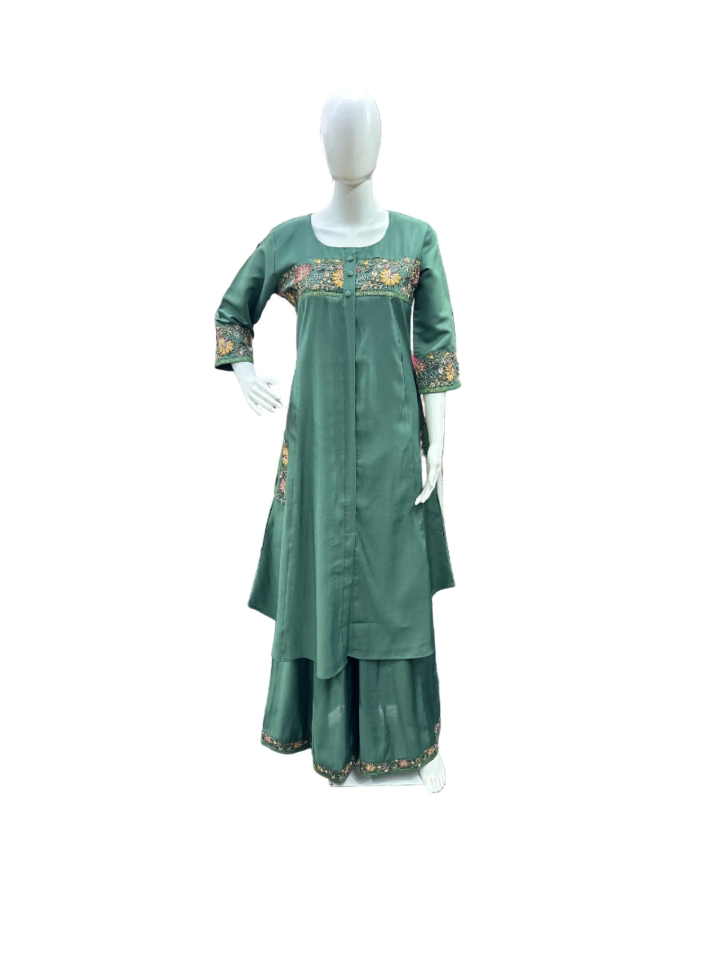 Exquisite Roman Silk 3-Piece Set in Rich Olive Green
