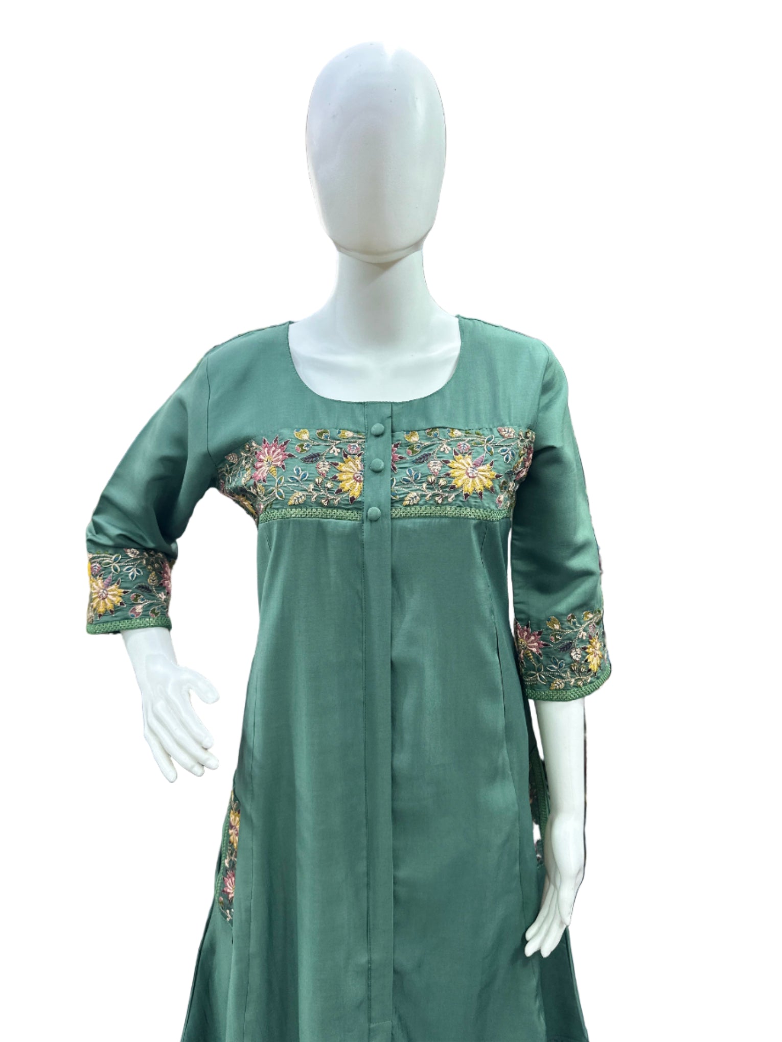 Exquisite Roman Silk 3-Piece Set in Rich Olive Green