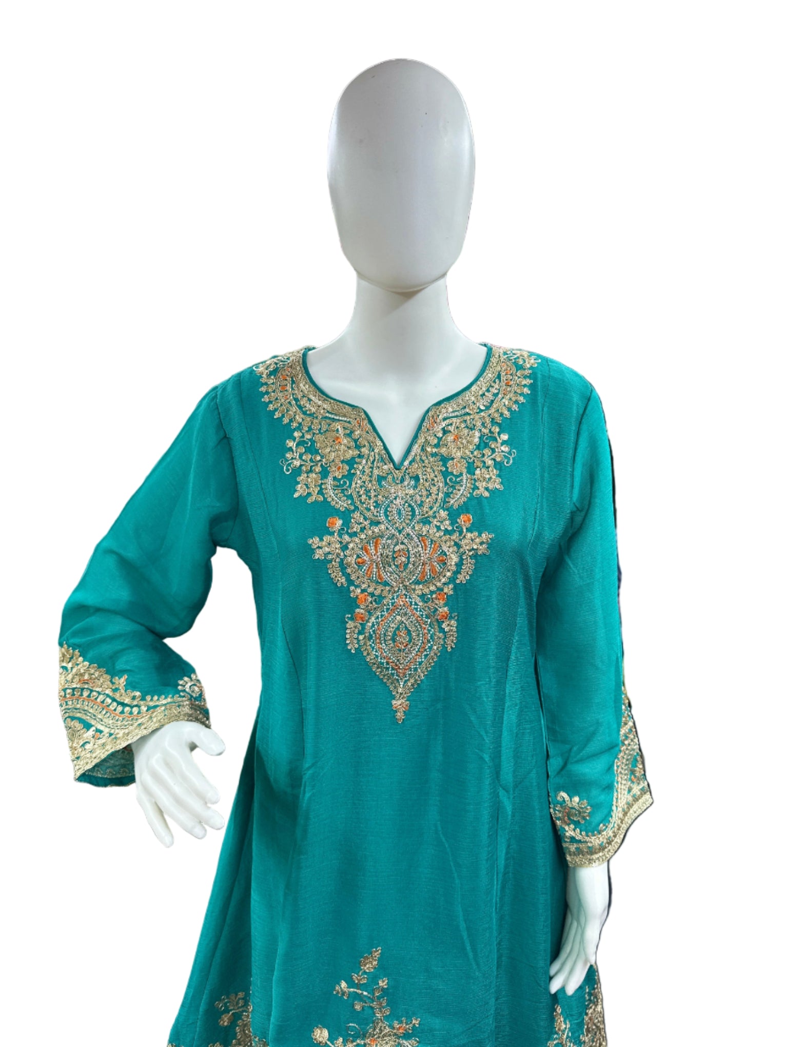 Luxurious Chinnon 3-Piece Sharara Set in Rich Rama Green
