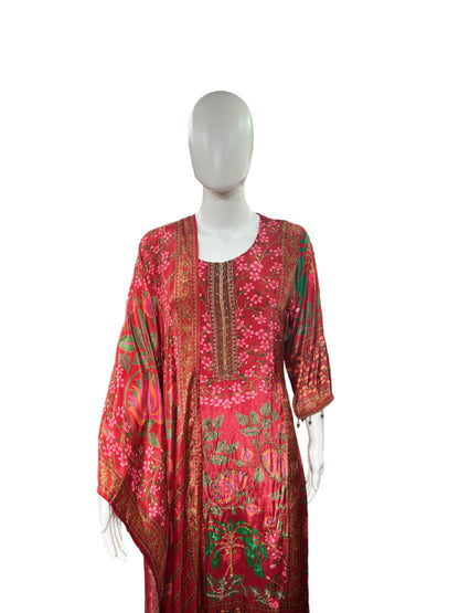 Exquisite Crepe 3-Piece Set in Rich Rani