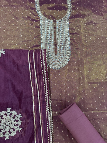 Unstitched - Shimmer Organza - Jacquard thread & mirror work