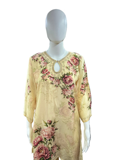 Elegant Crepe 3-Piece Set in Beige and Pink