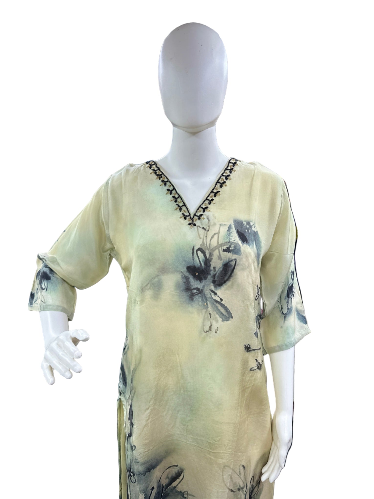 Elegant Crepe 3-Piece Set in Beige Grey