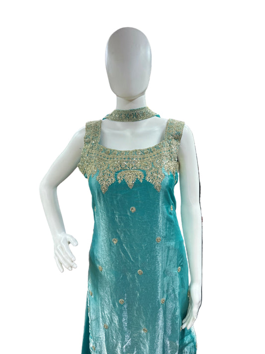 Luxurious Jimmy Choo 3-Piece Sleeveless Sharara Set in Fresh Light Green