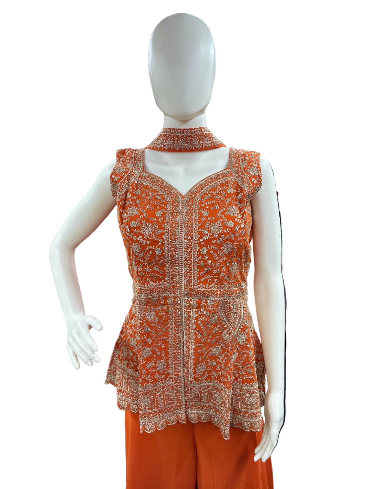 Luxurious Georgette 3-Piece Sleeveless Sharara Set