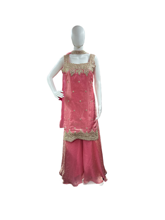 Luxurious Jimmy Choo 3-Piece Sleeveless Sharara Set in Beautiful Pink